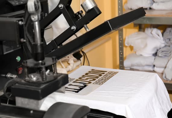 Printed T-shirts on display